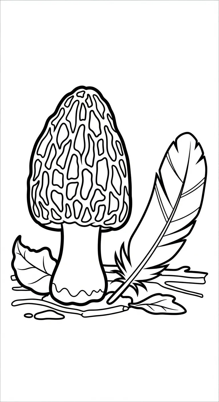 coloriage Champignon Morille gratuit a imprimer
