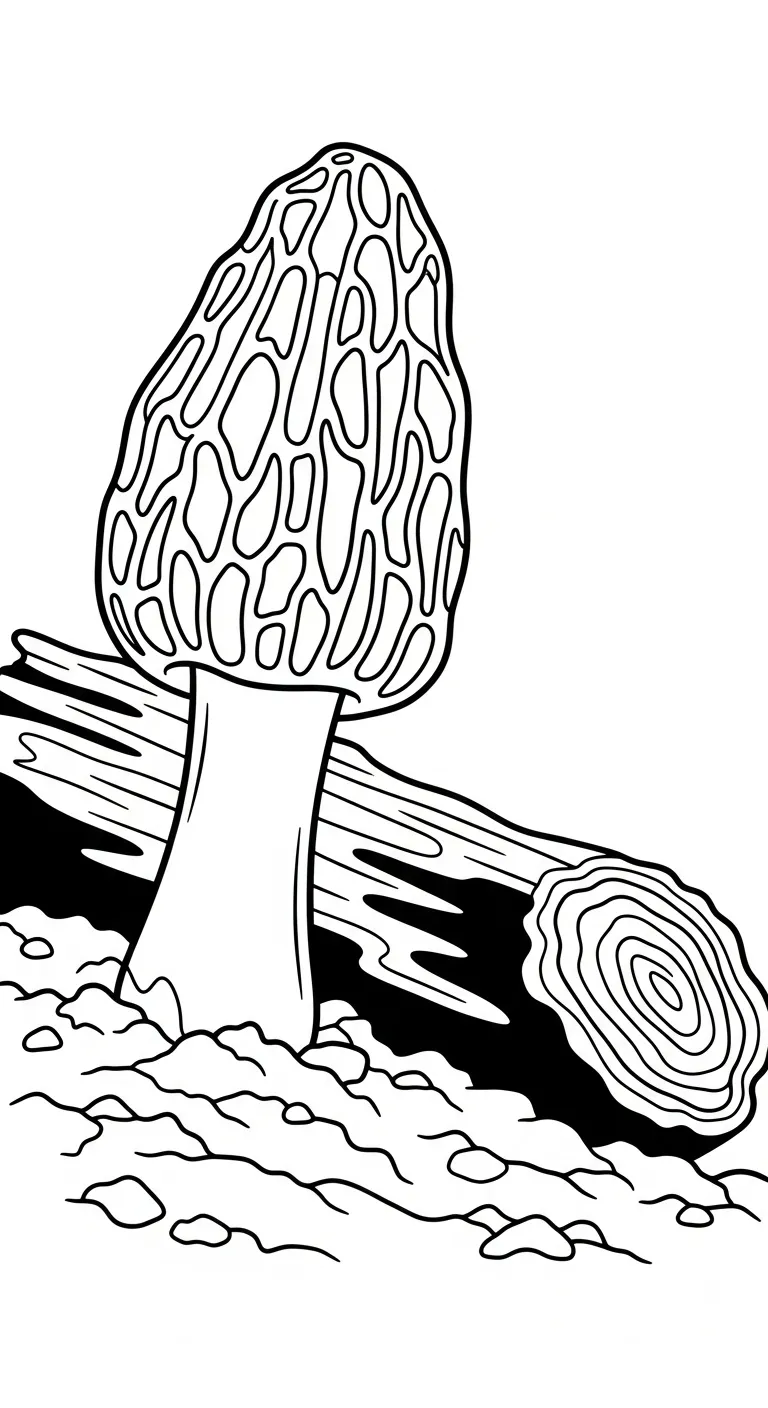 coloriage Champignon Morille pour enfant de 3 ans