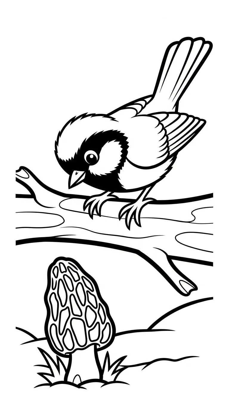 coloriage Champignon Morille pour enfant à imprimer