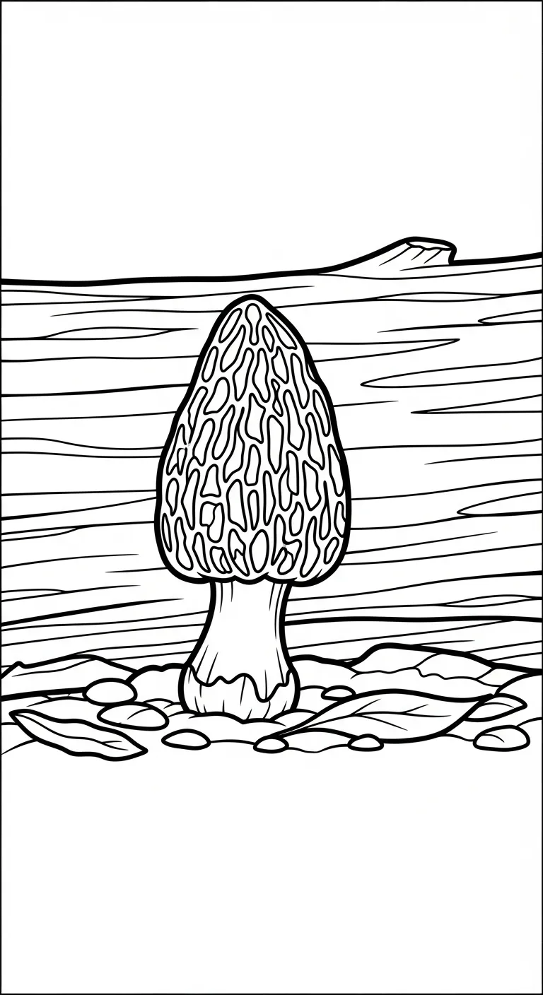 coloriage Champignon Morille à imprimer pour enfants 2