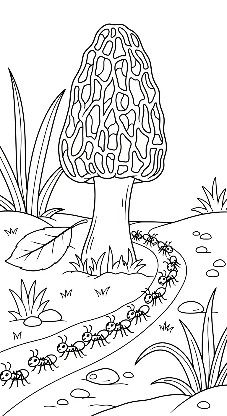 coloriage Champignon Morille à imprimer pdf