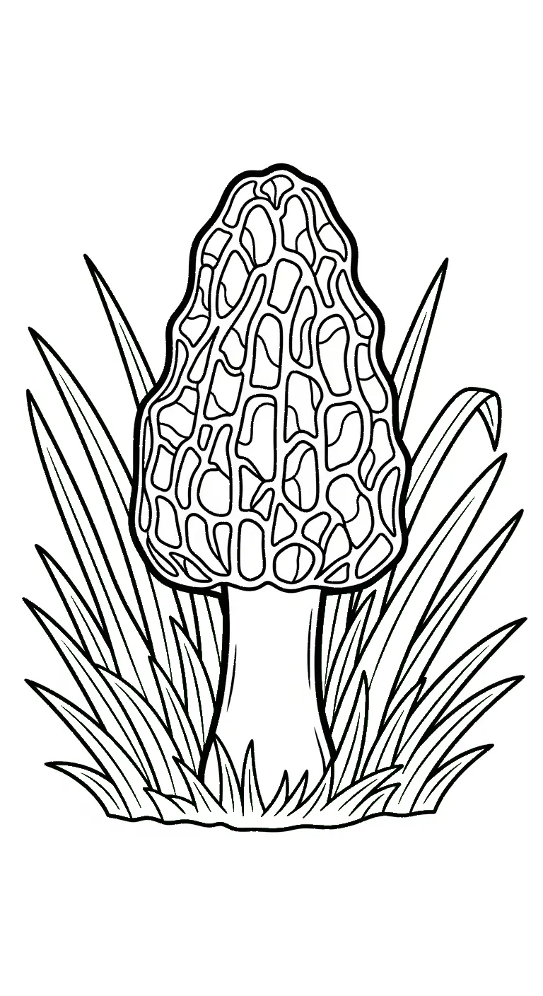 coloriage Champignon Morille à imprimer pour enfant de 4 ans