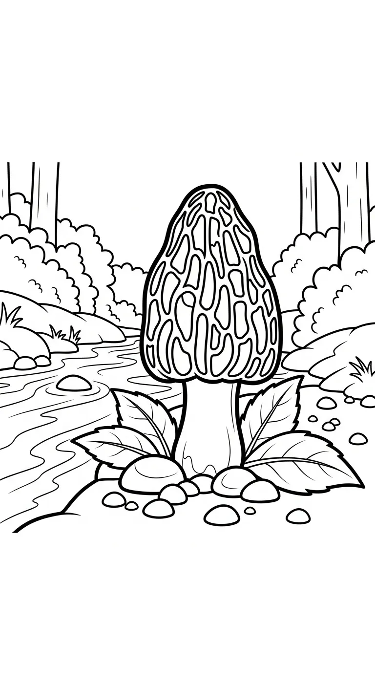 coloriage Champignon Morille pour enfant à imprimer 1