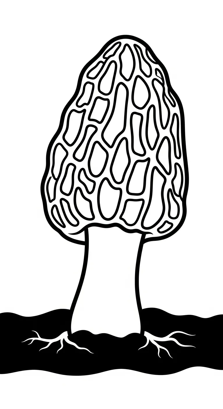 coloriage Champignon Morille pour enfant de 3 ans 1