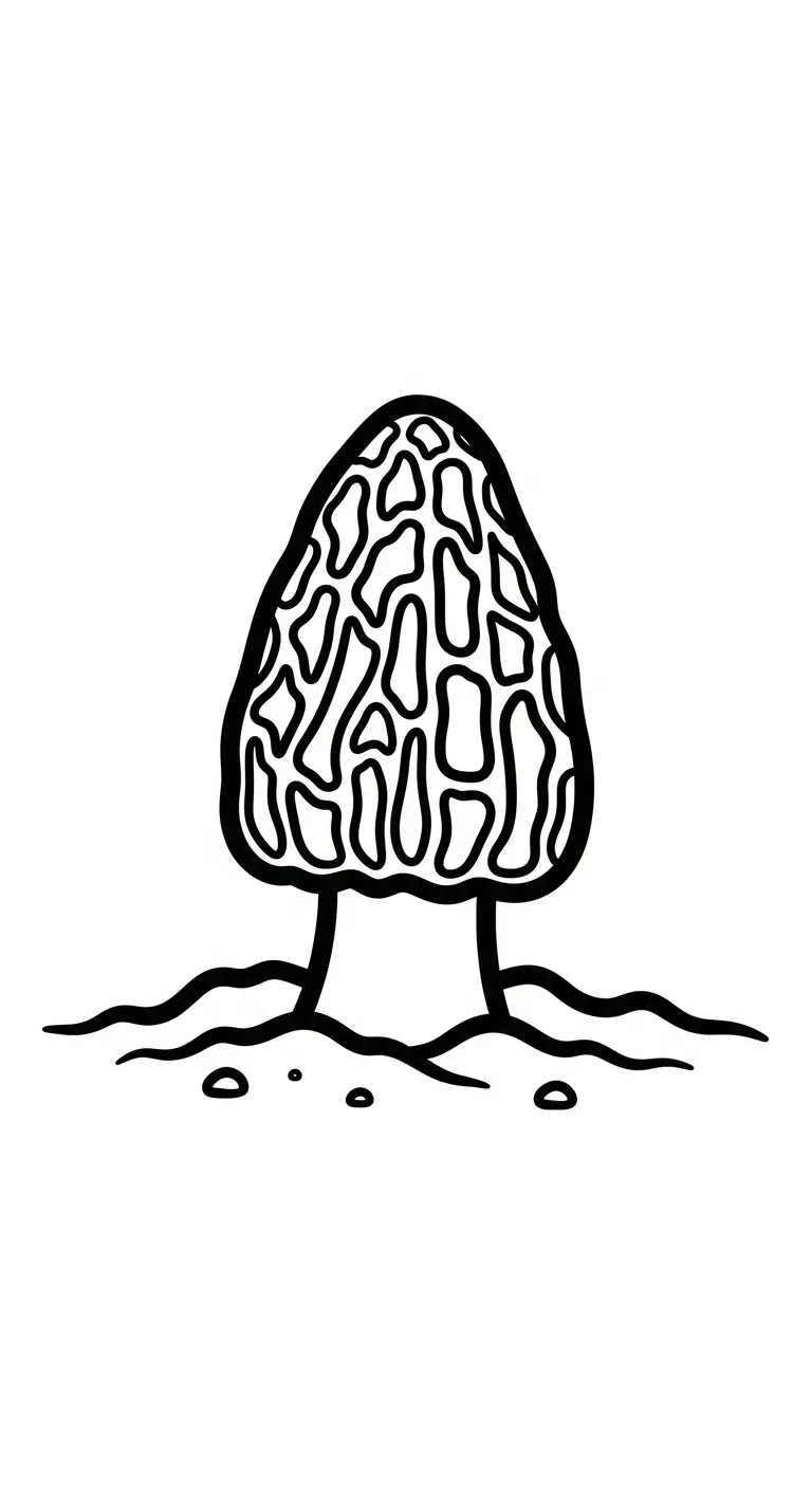 coloriage Champignon Morille d'enfant a imprimer