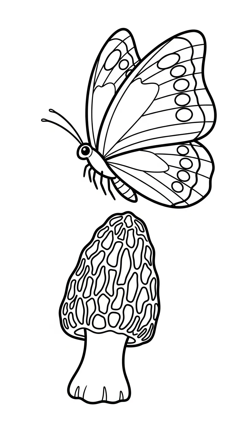coloriage Champignon Morille pour enfants a imprimer