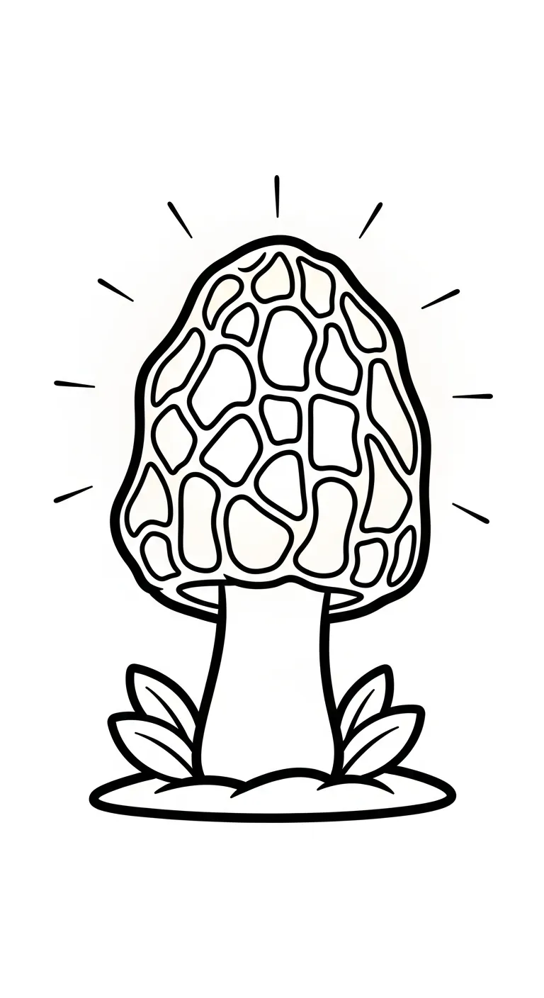 coloriage Champignon Morille pour enfant gratuit 1