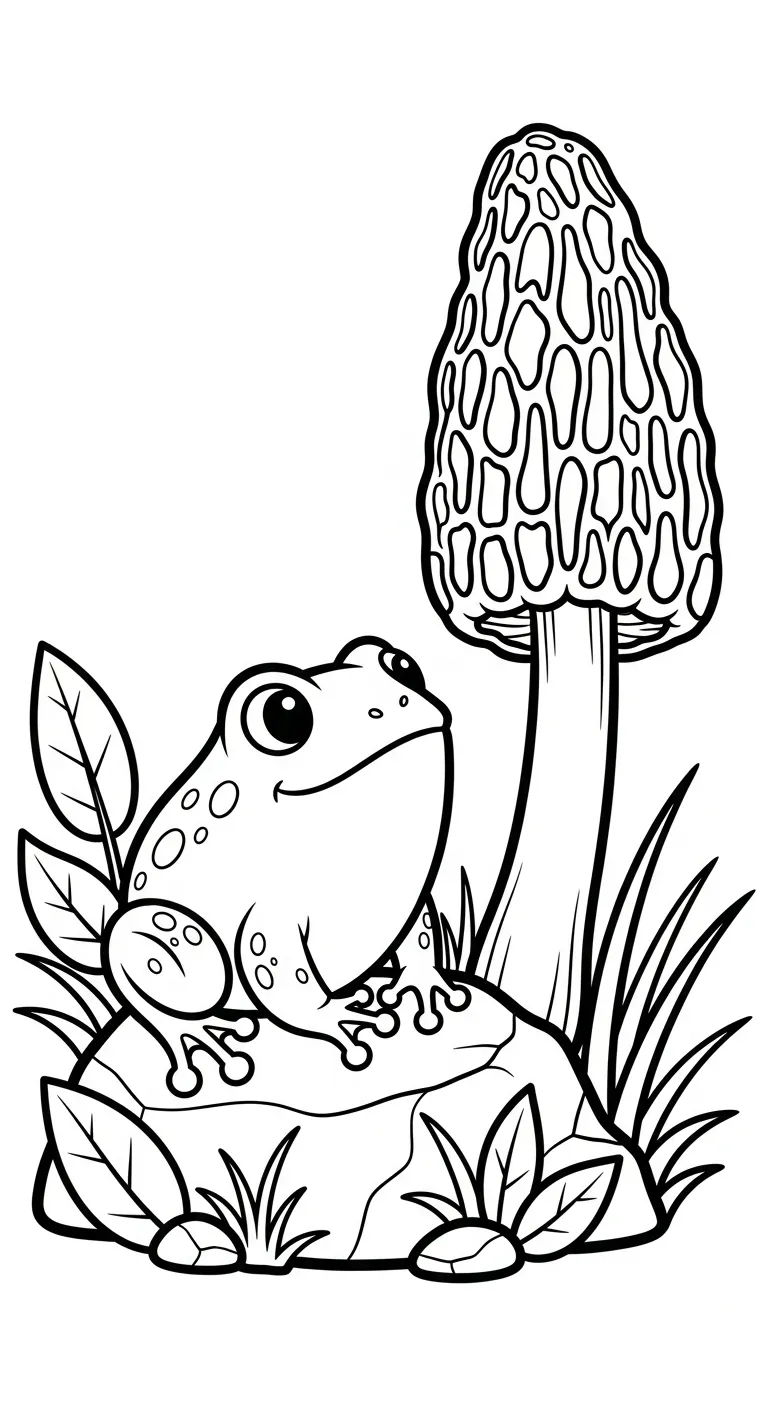 coloriage Champignon Morille pour enfant de 4 ans