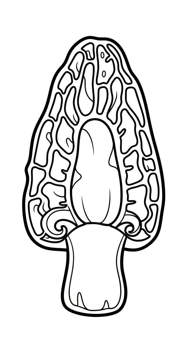 coloriage Champignon Morille pour enfant de 3 ans 2