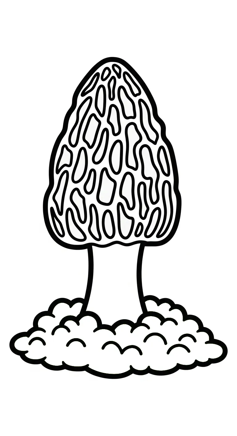 coloriage Champignon Morille à imprimer pour enfants