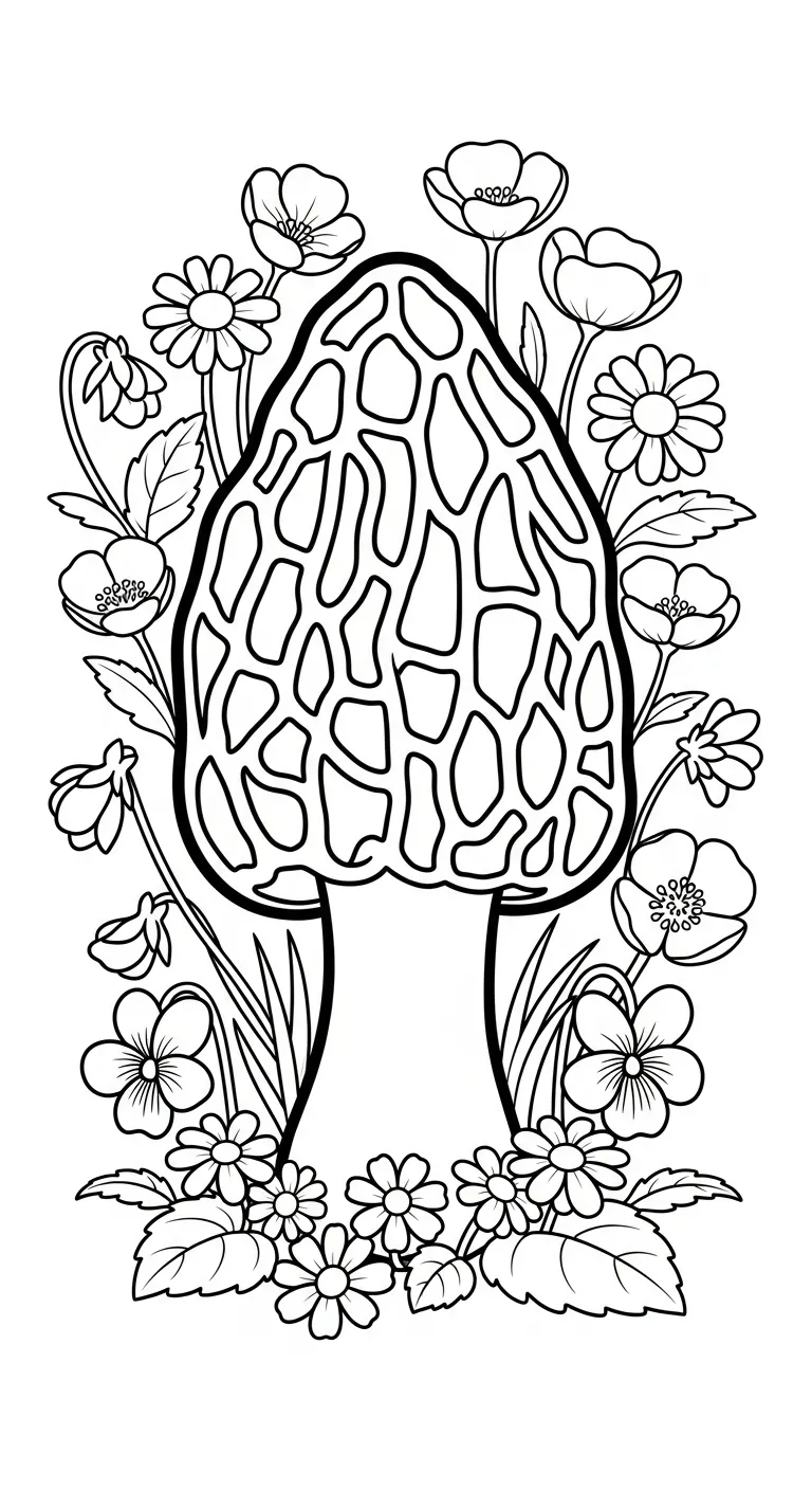 coloriage Champignon Morille à imprimer a4