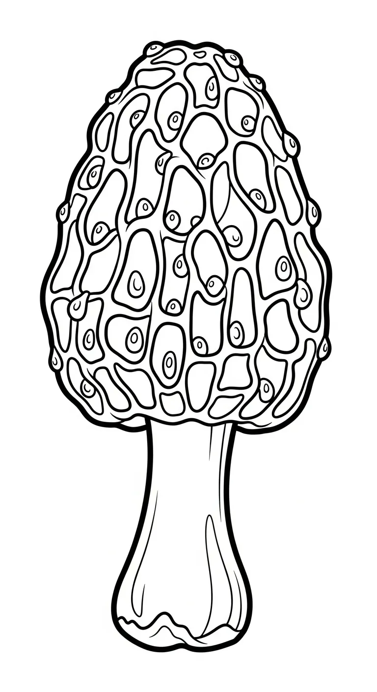 coloriage Champignon Morille pour enfant de à imprimer