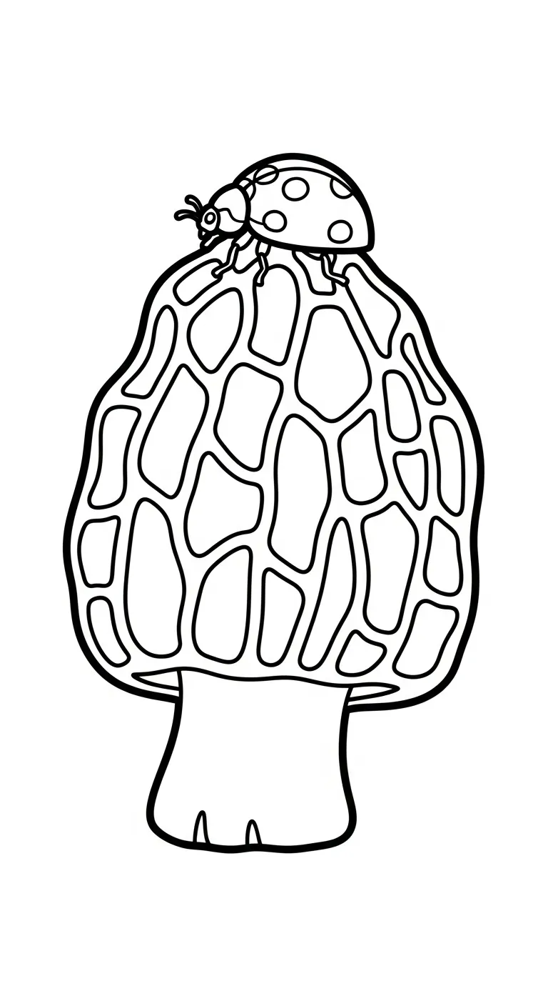 image de coloriage Champignon Morille pour enfant