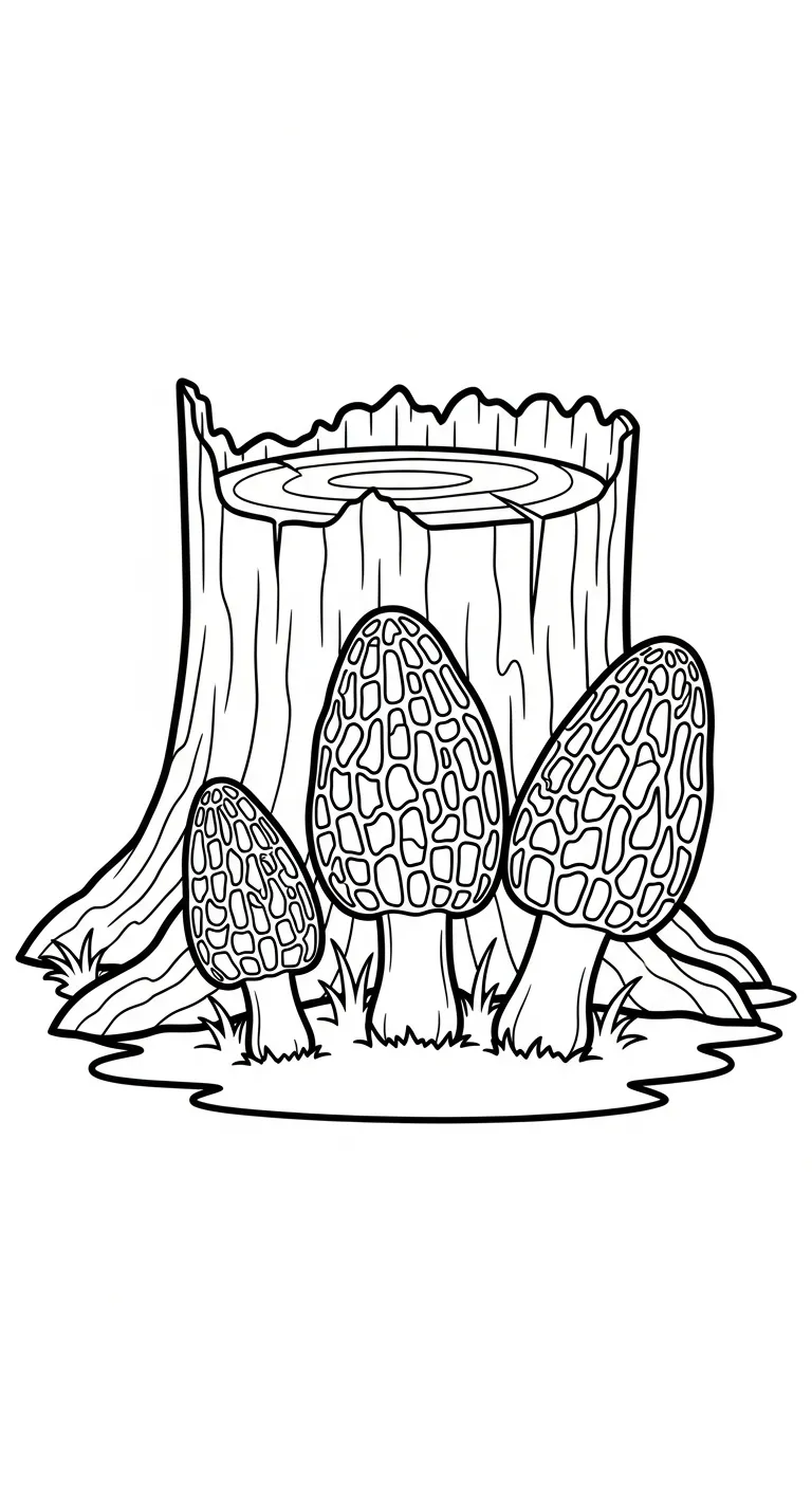 coloriage Champignon Morille pour enfant de 5 ans