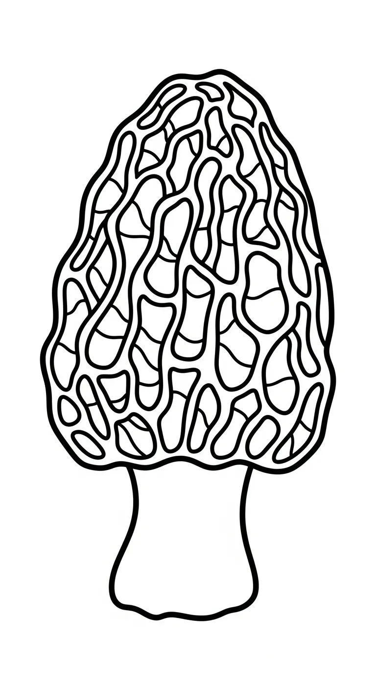 coloriage Champignon Morille à imprimer pour enfants 3