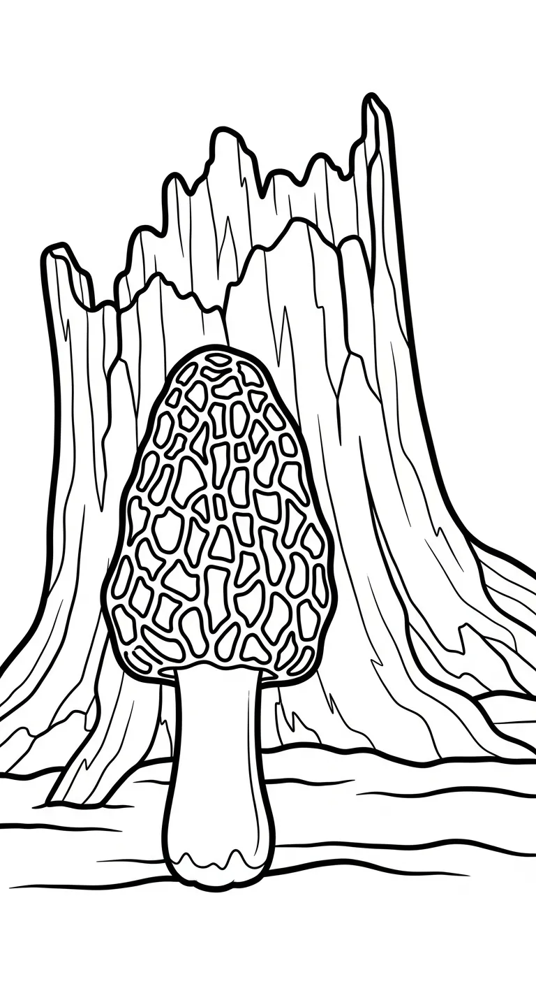 coloriage Champignon Morille pour enfant gratuit