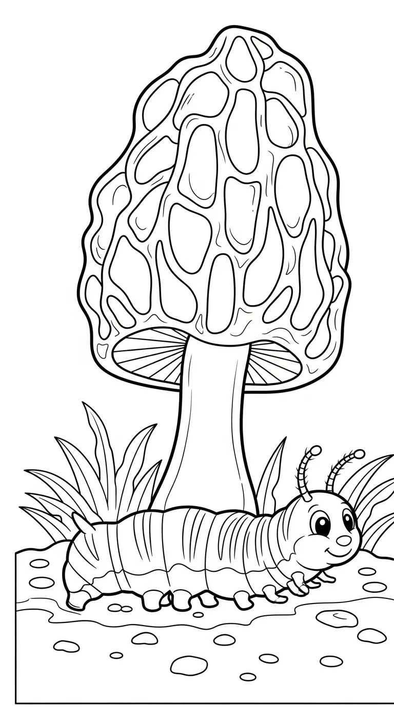coloriage Champignon Morille à imprimer pour enfants 1