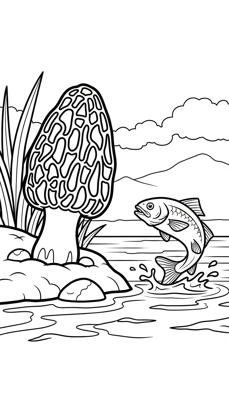 coloriage Champignon Morille a dessiner en ligne
