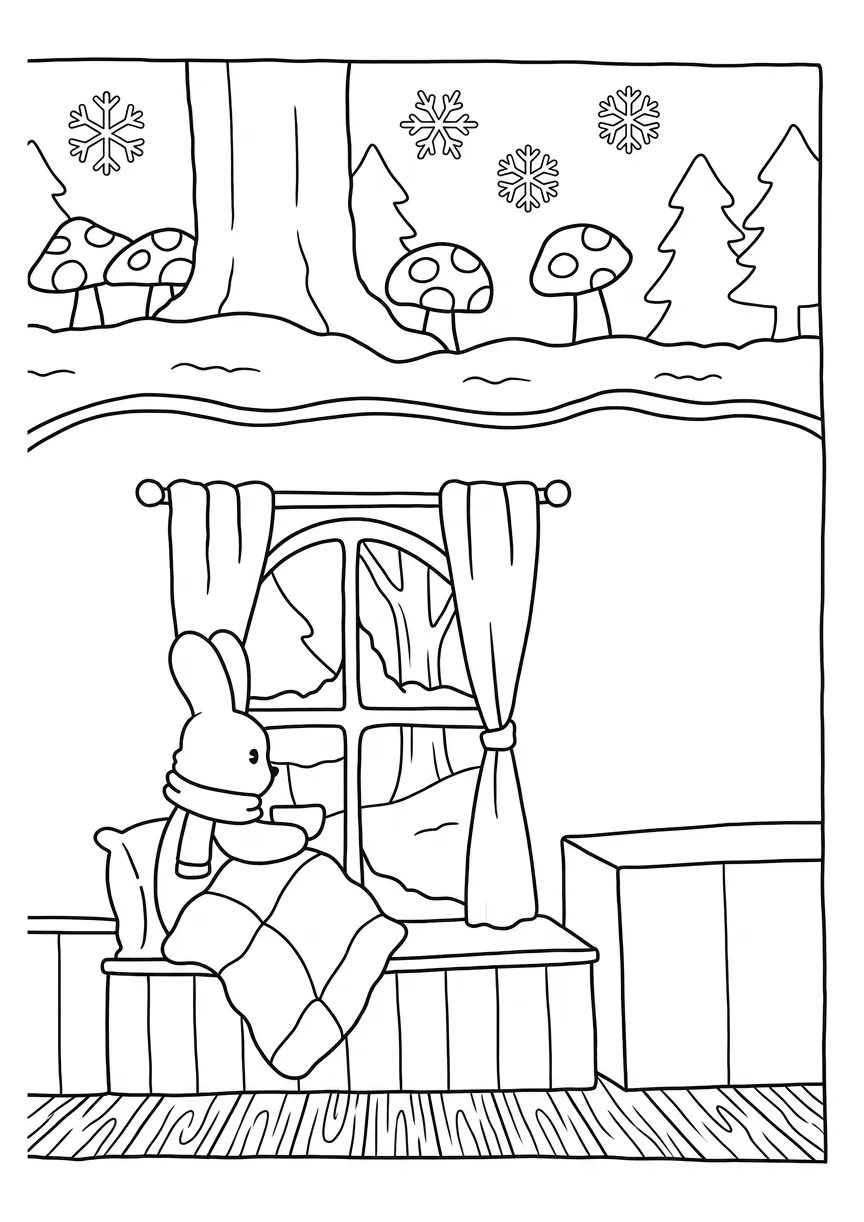 image de coloriage Cozy Spaces pour enfant