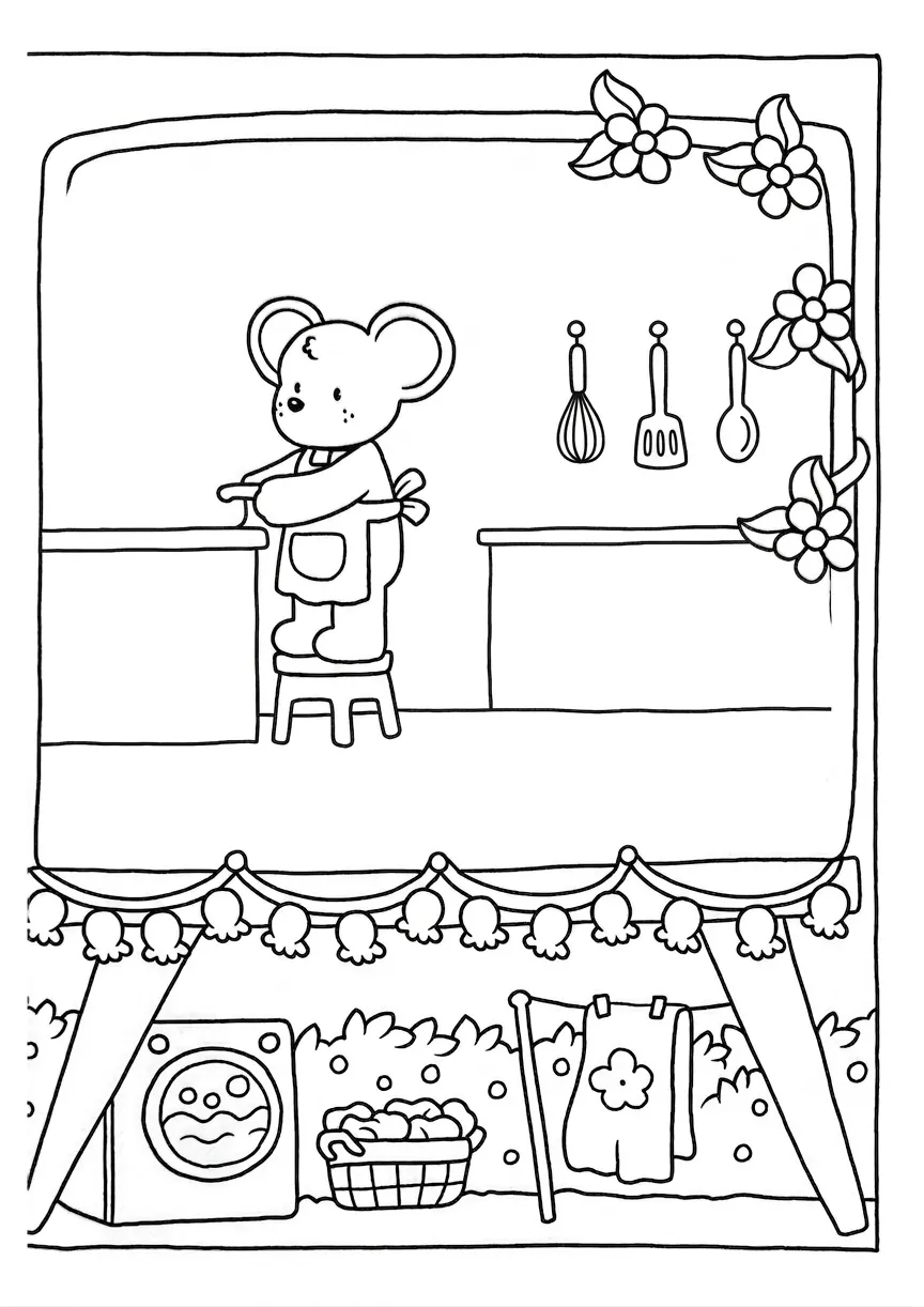 coloriage Cozy Spaces à imprimer pour enfant de 10 ans