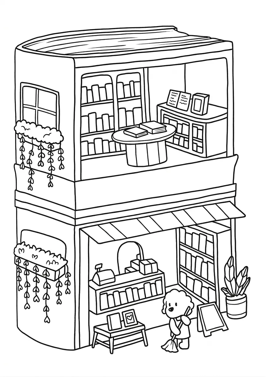 coloriage Cozy Spaces à imprimer pour enfant de 2 ans