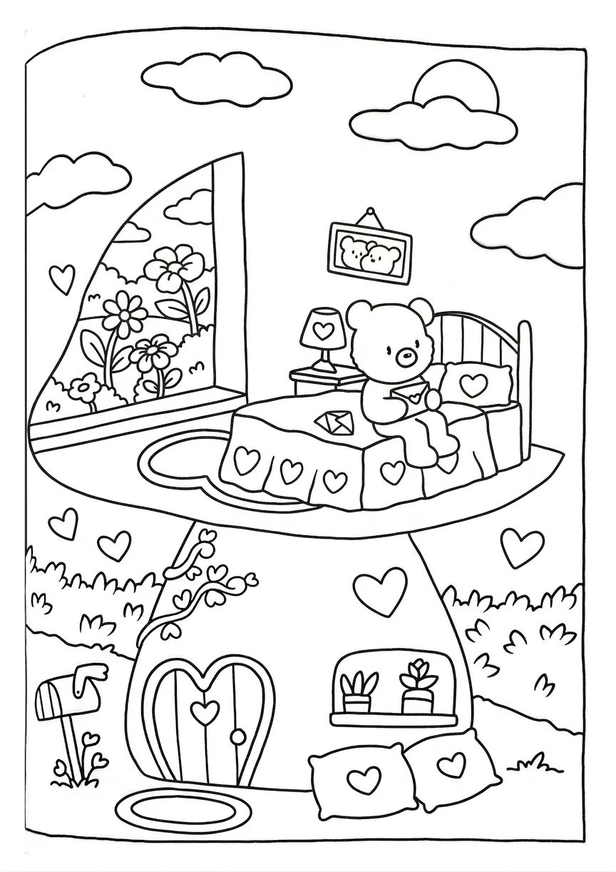 coloriage Cozy Spaces à imprimer pour enfant de 7 ans