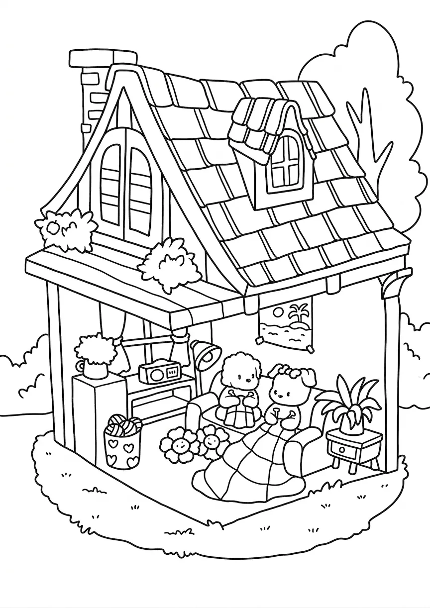 coloriage Cozy Spaces a colorier en ligne 1