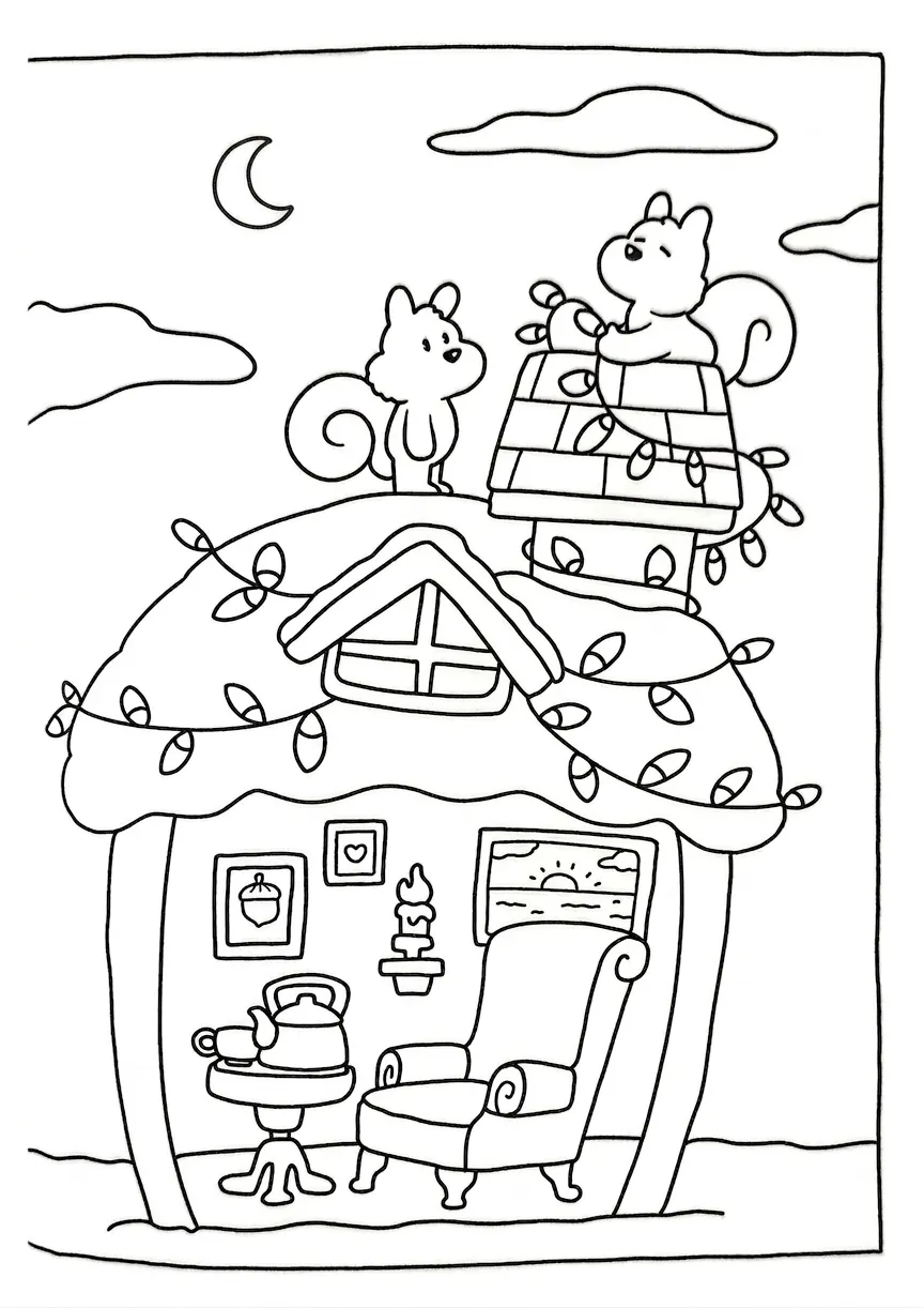 coloriage Cozy Spaces à imprimer pour enfant de 2 ans 1