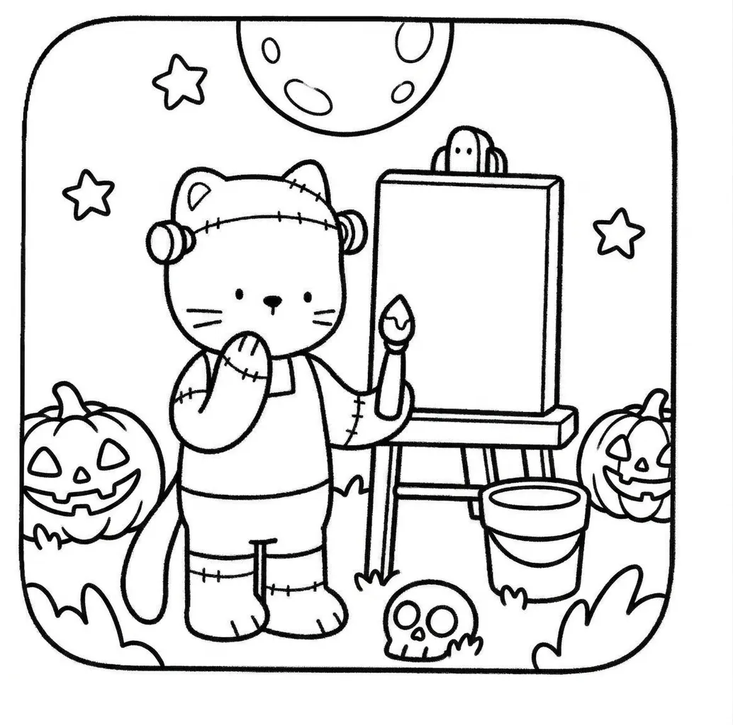 coloriage Creepy Friends à imprimer pour enfant de 9 ans