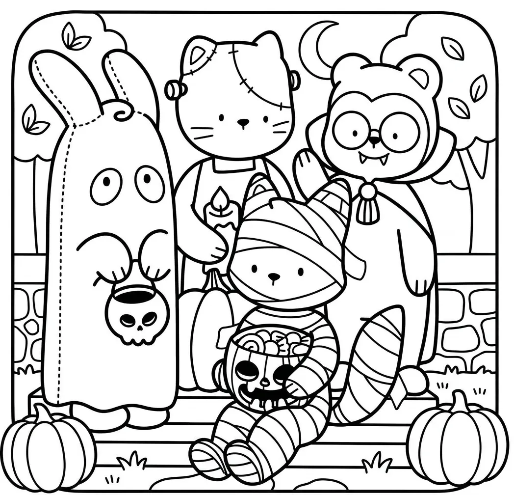 coloriage Creepy Friends gratuit en ligne