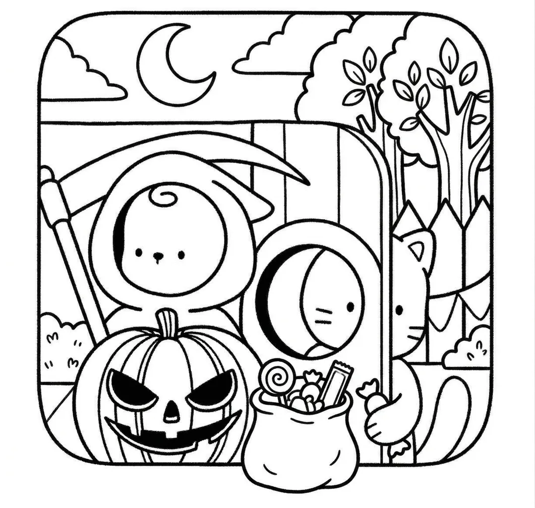 coloriage Creepy Friends pour enfants à télécharger