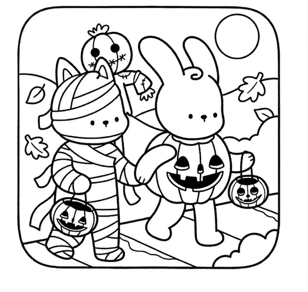coloriage Creepy Friends pour enfant de 6 ans