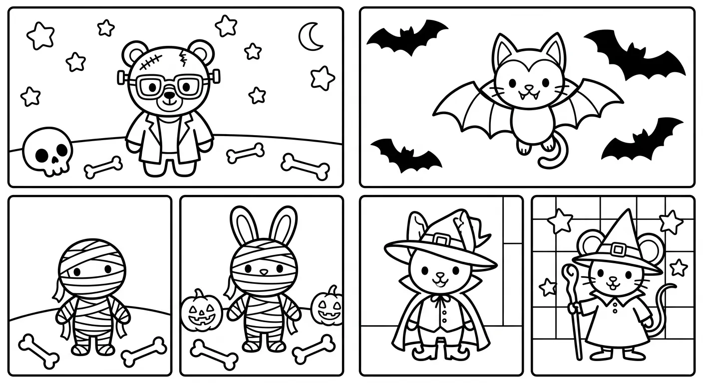 coloriage Creepy Friends à imprimer pour enfant de 2 ans