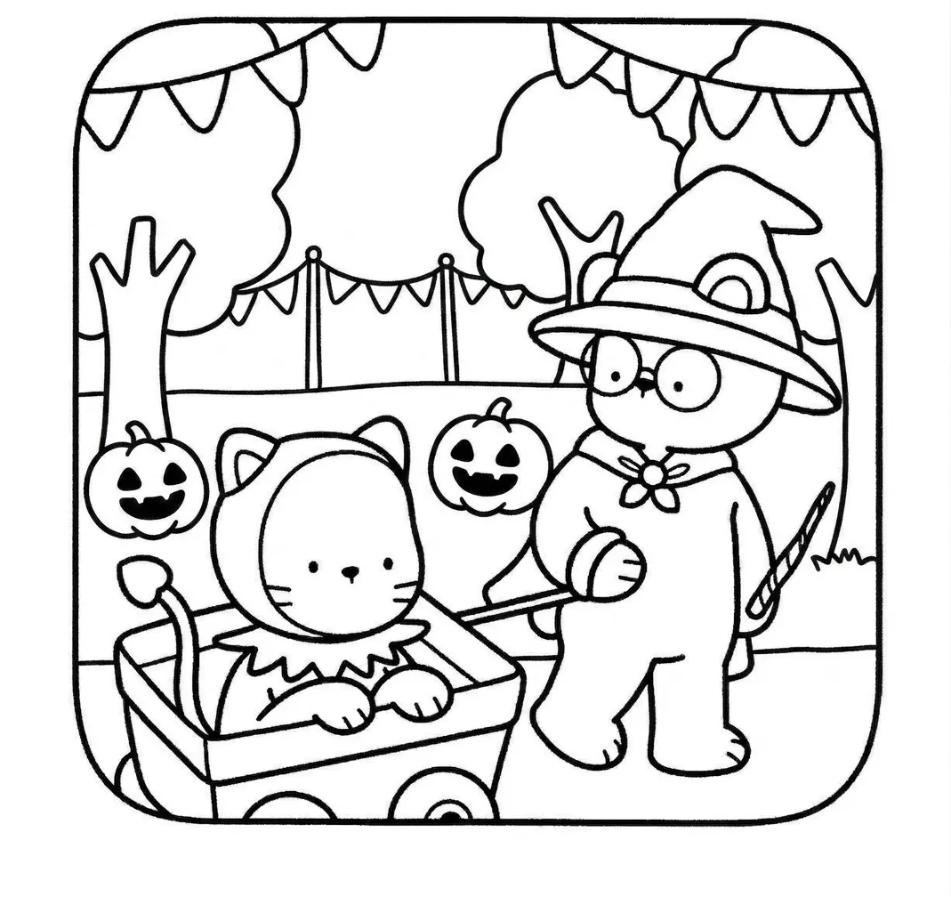 coloriage Creepy Friends à imprimer pour enfant de 2 ans 1
