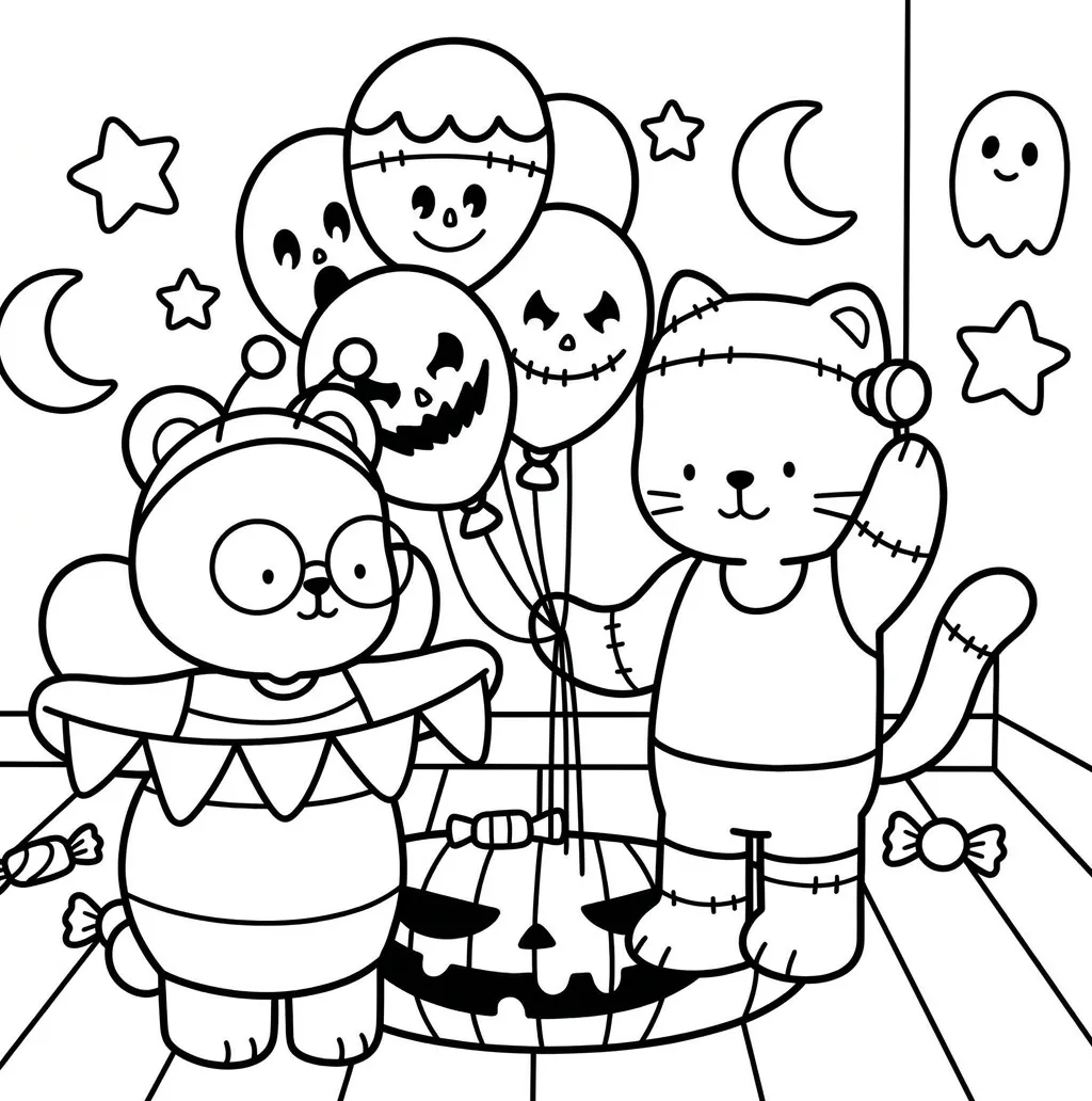 coloriage Creepy Friends à imprimer