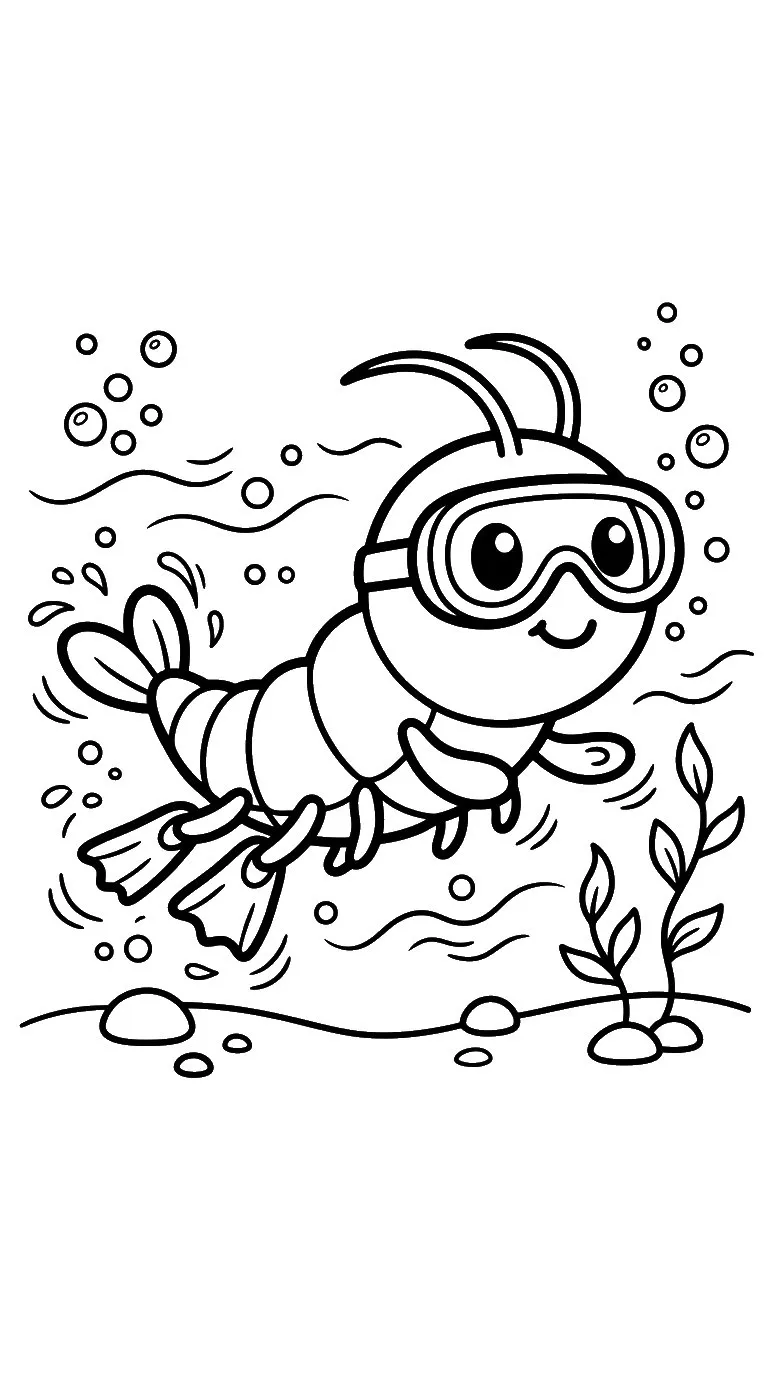 coloriage Crevette à imprimer pour enfant de 7 ans