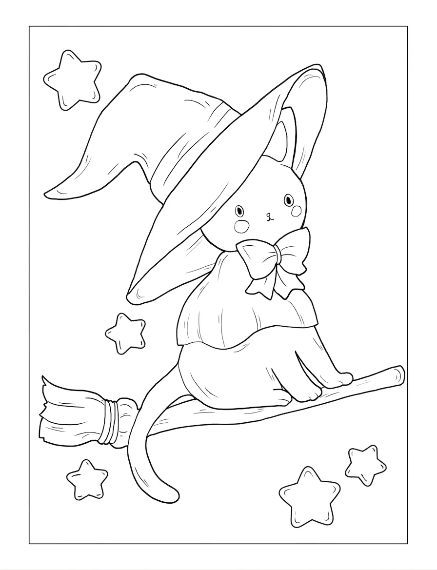 coloriage Cute Witch Stuff pour enfants a imprimer 1