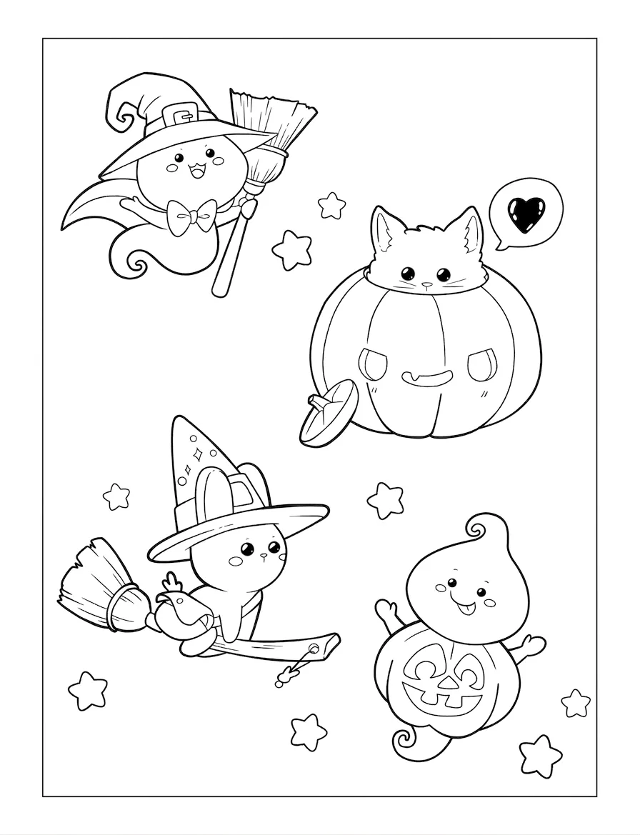 coloriage Cute Witch Stuff à imprimer