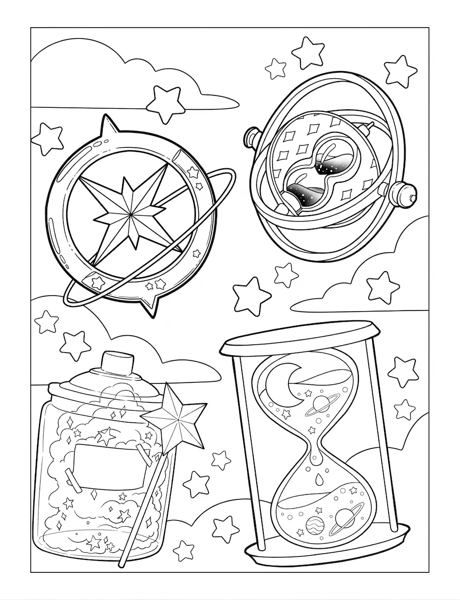 coloriage Cute Witch Stuff et apprentissage