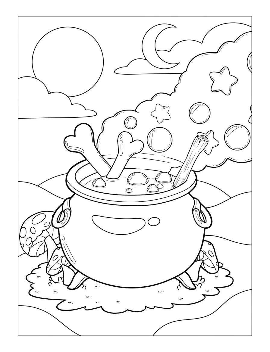 coloriage Cute Witch Stuff à imprimer pdf gratuit