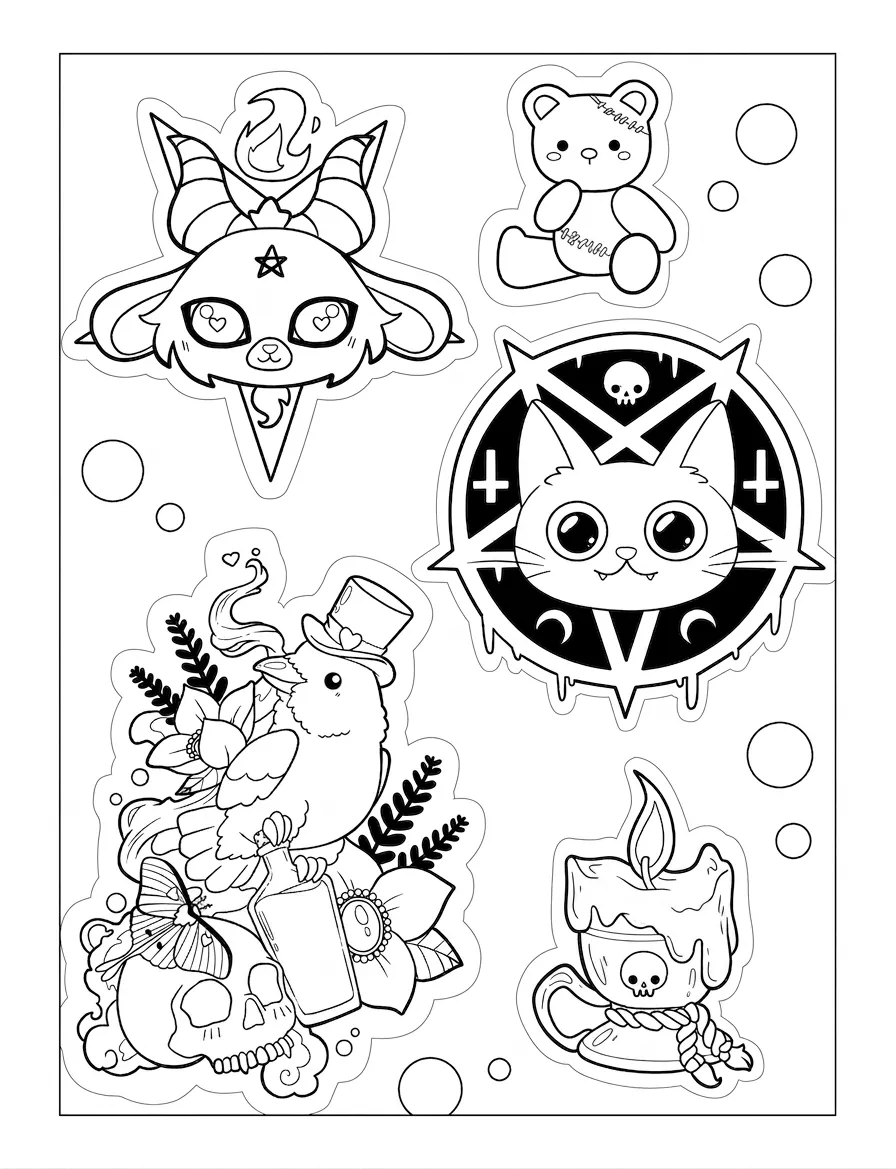 coloriage Cute Witch Stuff à imprimer kawaii