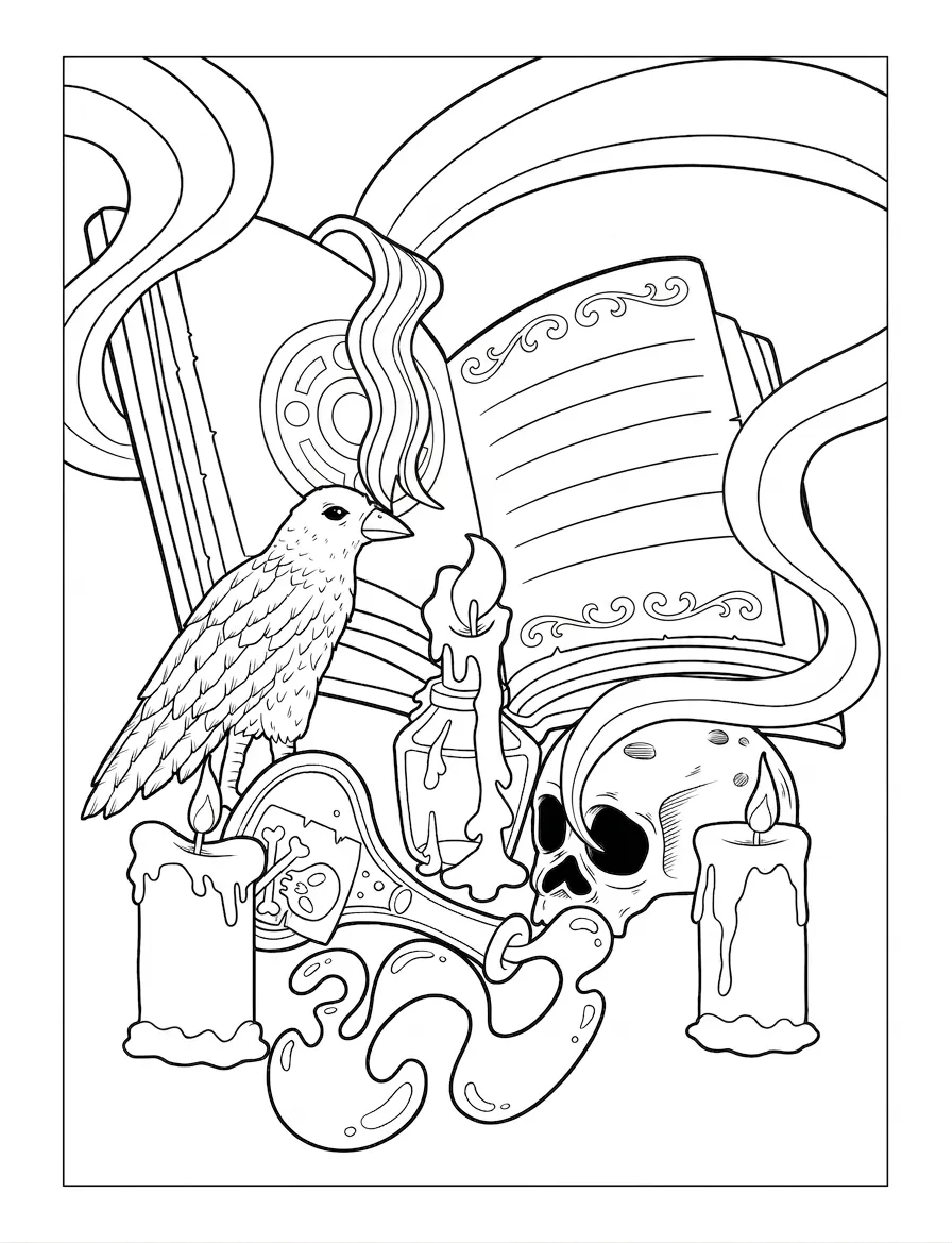coloriage Cute Witch Stuff et apprentissage 1