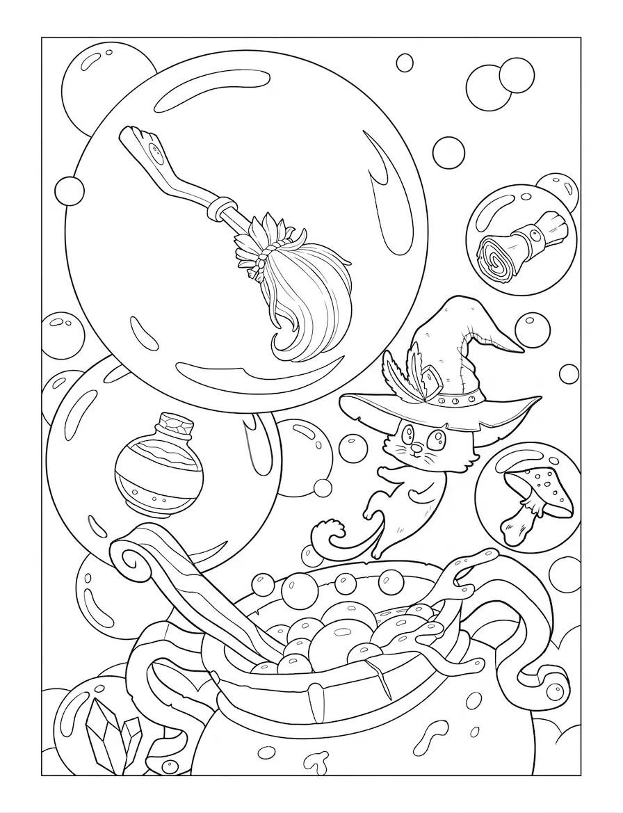 coloriage Cute Witch Stuff de pour enfants