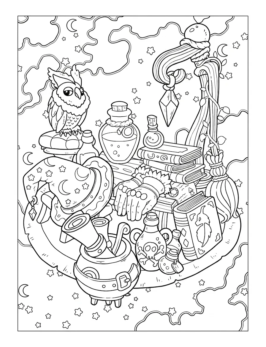 coloriage Cute Witch Stuff en ligne 1