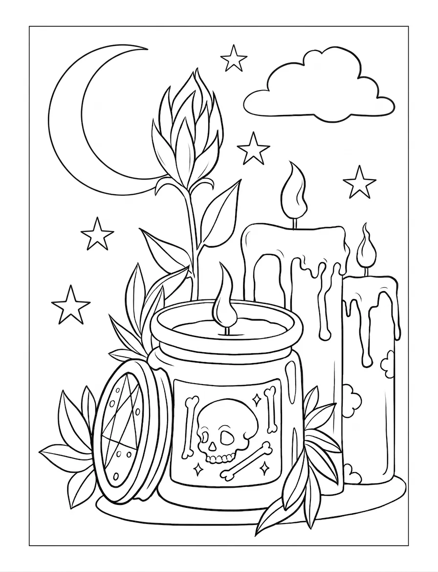 coloriage Cute Witch Stuff à imprimer pdf gratuit 2