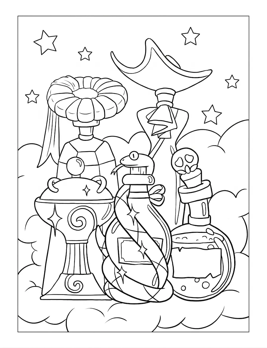 coloriage Cute Witch Stuff pour enfants a imprimer 2