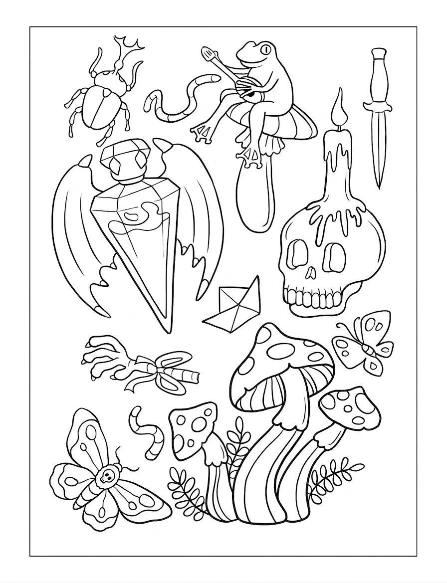 coloriage Cute Witch Stuff a dessiner en ligne