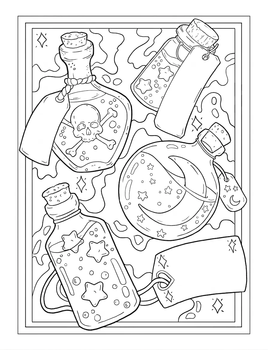 coloriage Cute Witch Stuff pour enfant