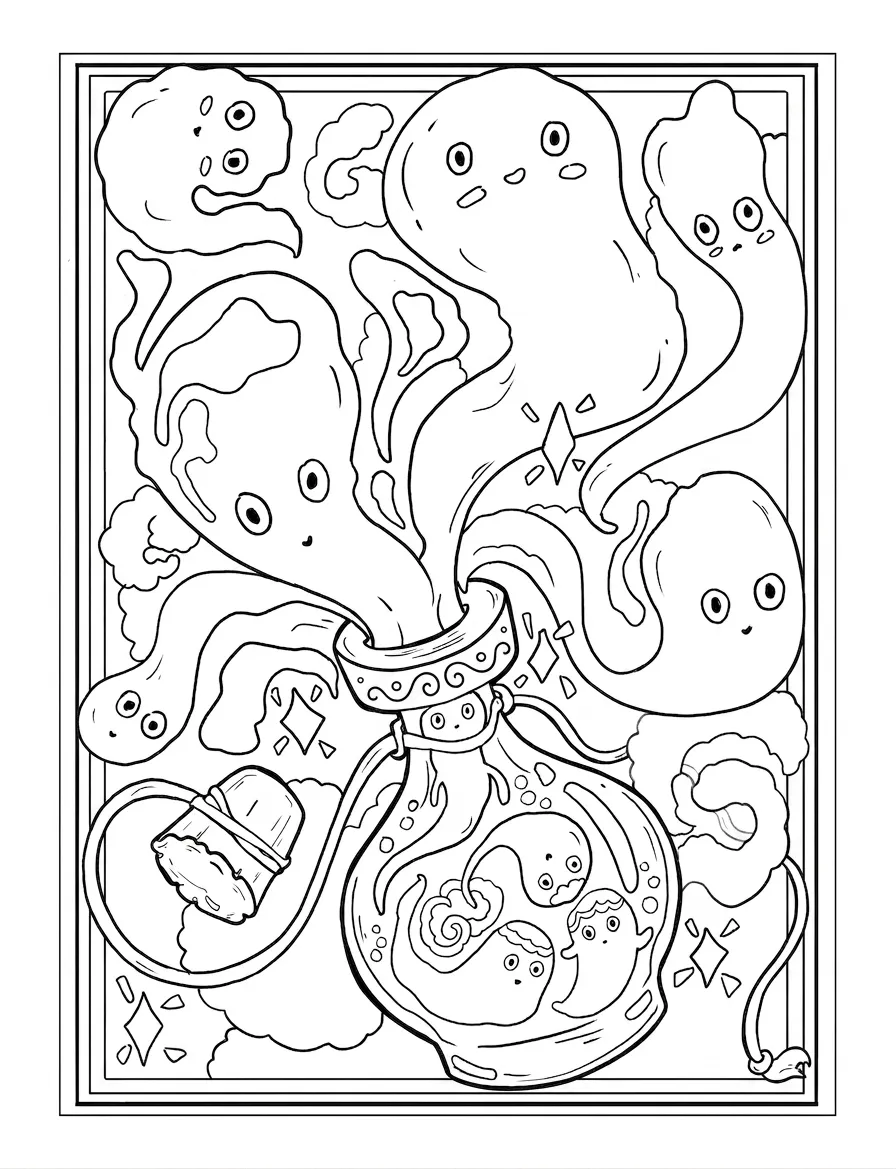coloriage Cute Witch Stuff à imprimer pour enfant de 7 ans