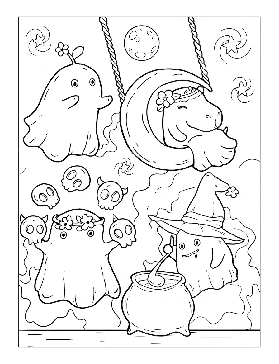 coloriage Cute Witch Stuff pour enfants à imprimer 1